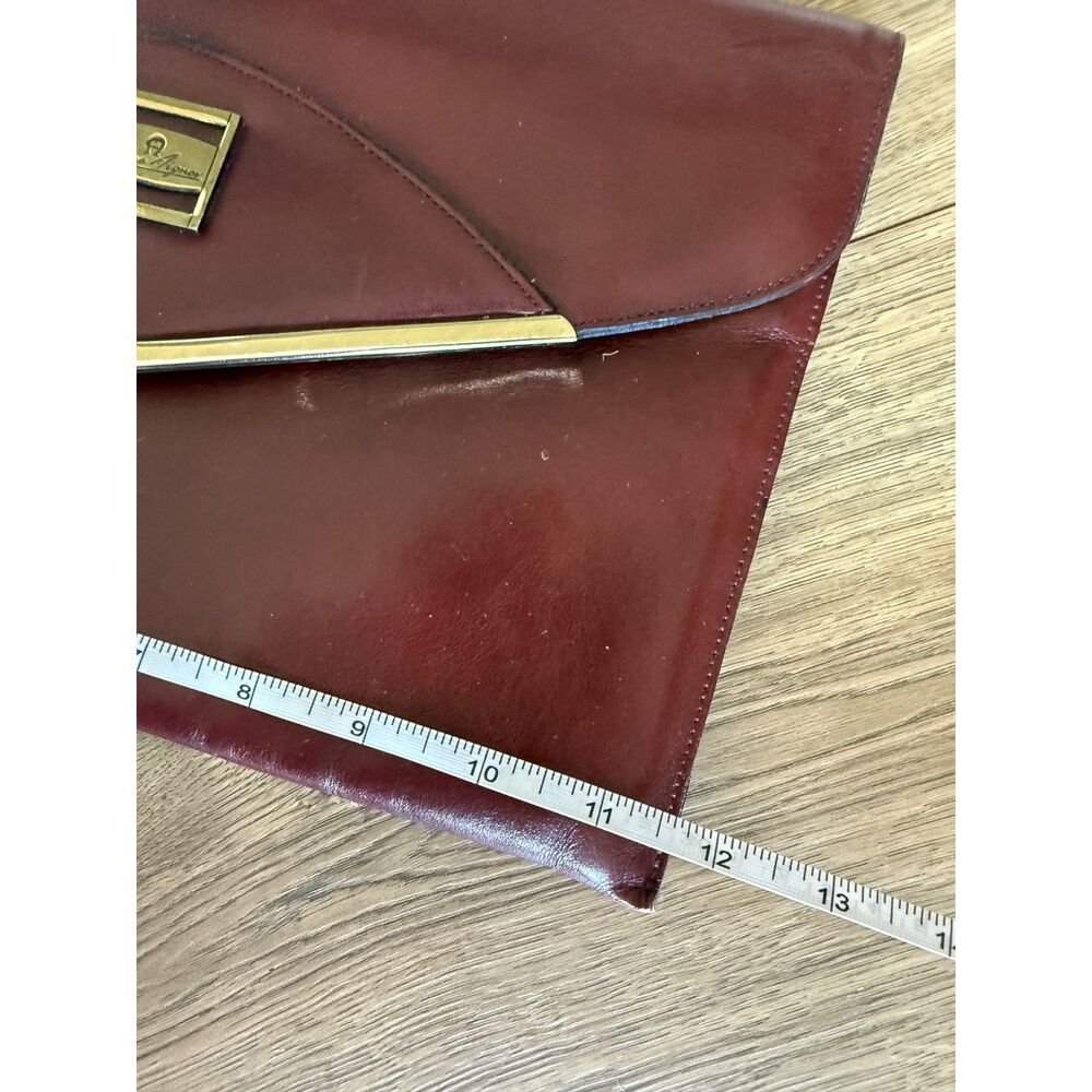 ETIENNE AIGNER 70's red wine gold leather fold over clutch bag purse vintage VTG - Picture 4 of 9